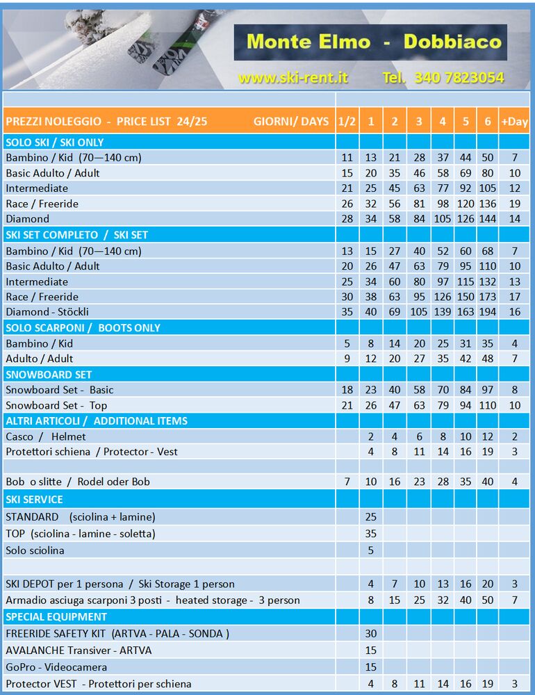 Prezzi - Preise - Price List